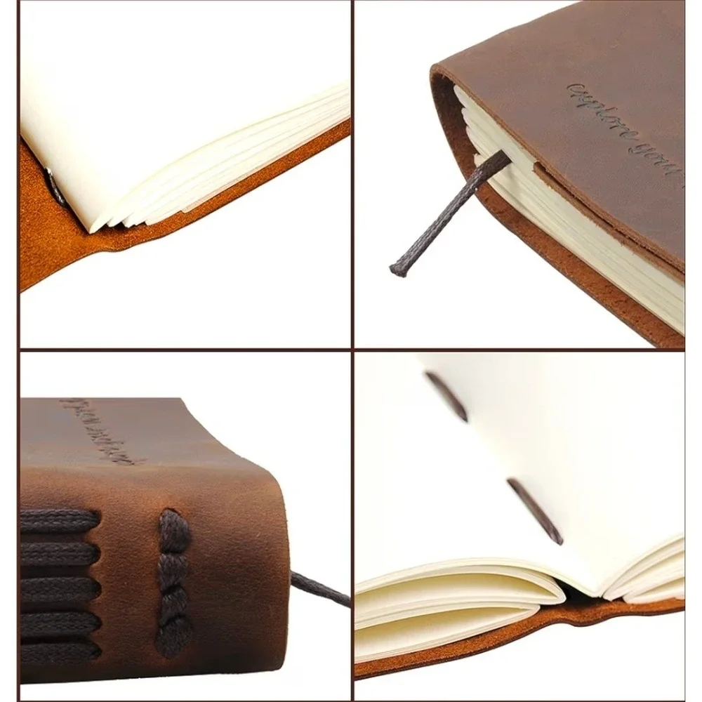 Leather Bound Journal with World Map Embossed and Designer Pen‎ 300 Pages